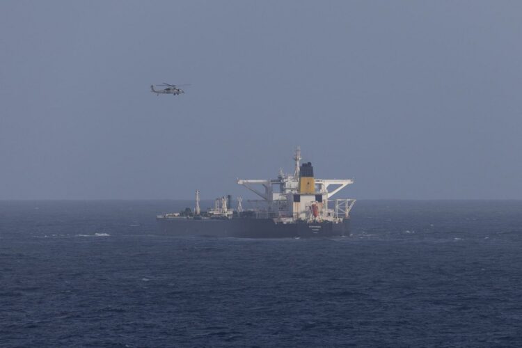 Members of the U.S. Coast Guard, backed by the Department of War, seized the Panamanian-flagged Motor Tanker Centuries in the southern Caribbean on Saturday, December 20, 2025, which is suspected of carrying Venezuelan oil subject to U.S. sanctions. Photo via U.S. /UPI,Image: 1060772328,