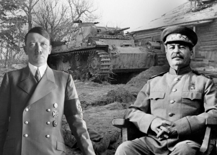 Operace Barbarossa, zahájená 22. června 1941, obrátila dosavadní spojenectví Adolfa Hitlera (na koláži vlevo) a Josifa Stalina (vpravo) naruby: nacistické Německo zaútočilo na Sovětský svaz a otevřelo nejkrvavější frontu druhé světové války.
FOTO: U.S. Signal Corps photo, Deutsches Bundesarchiv, Alexander Kapustyanskiy/RIA Novosti archive. FOTOKOLÁŽ: redakce