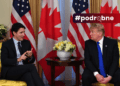 Bývalý kanadský premiér Justin Trudeau a americký prezident Donald Trump na setkání v únoru 2025. Foto: Nicholas Kamm / Zuma Press / Profimedia
