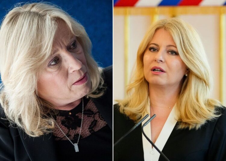 Expremiérka Iveta Radičová (vľavo) a bývalá prezidentka Zuzana Čaputová (vpravo) na festivale Európska noc vedy v Bratislave varovali pred rastúcim rizikom autokracie na Slovensku. Upozorňujú, že strach môže ľudí dohnať k tomu, že vymenia aj svoju slobodu za jednoduché riešenia a falošný sľub bezpečia od politikov. FOTO: SITA / Jozef Jakubčo / AP PHOTO / Petr David Josek